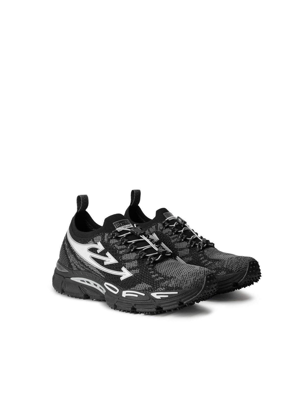 OFF-WHITE BE RIGHT BACK KNIT SNEAKERS BLACK/SILVER — vista 3