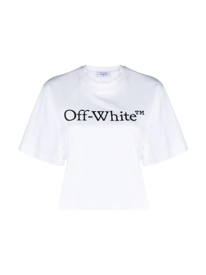 OFF WHITE BIG LOGO BOOKISH CROP TEE WHITE
