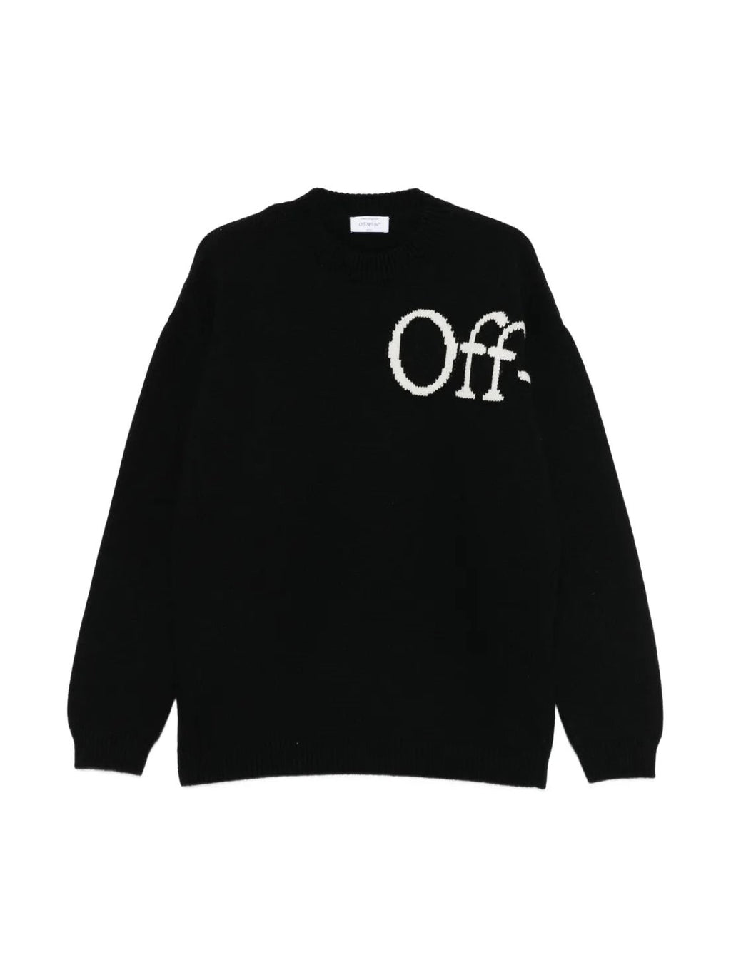OFF WHITE BLACK 'OW' SHARED LOGO KNIT CREWNECK SWEATER