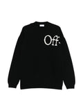 OFF WHITE BLACK 'OW' SHARED LOGO KNIT CREWNECK SWEATER