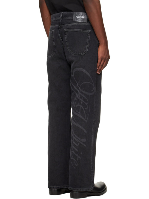 OFF WHITE BLACK SCRIPT LOGO 90S SKATE JEANS