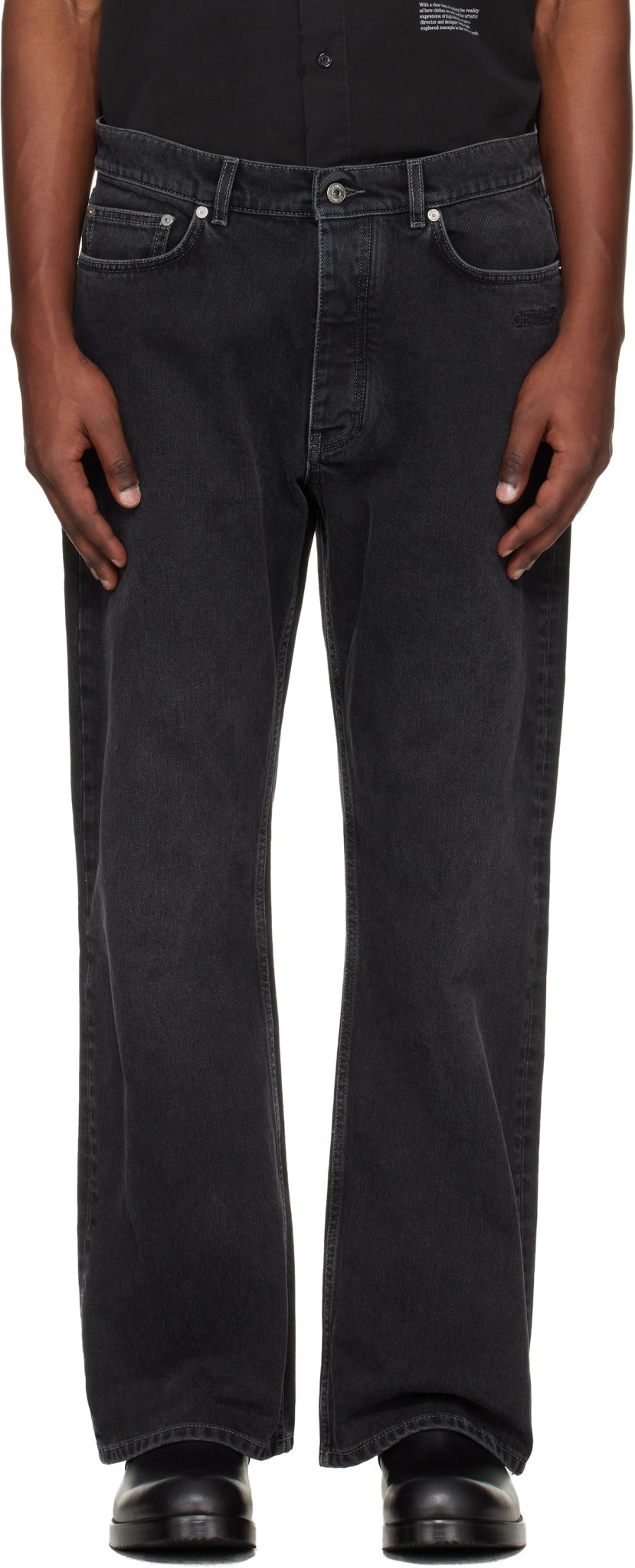 OFF WHITE BLACK SCRIPT LOGO 90S SKATE JEANS