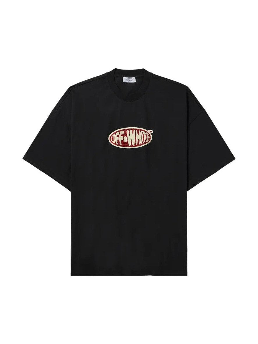 OFF-WHITE CRYSTAL ROUND LOGO OVER T-SHIRT BLACK