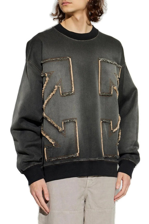 OFF WHITE DISTRESS ARROW CREWNECK HIGHLIGHTED SWEATSHIRT GREY