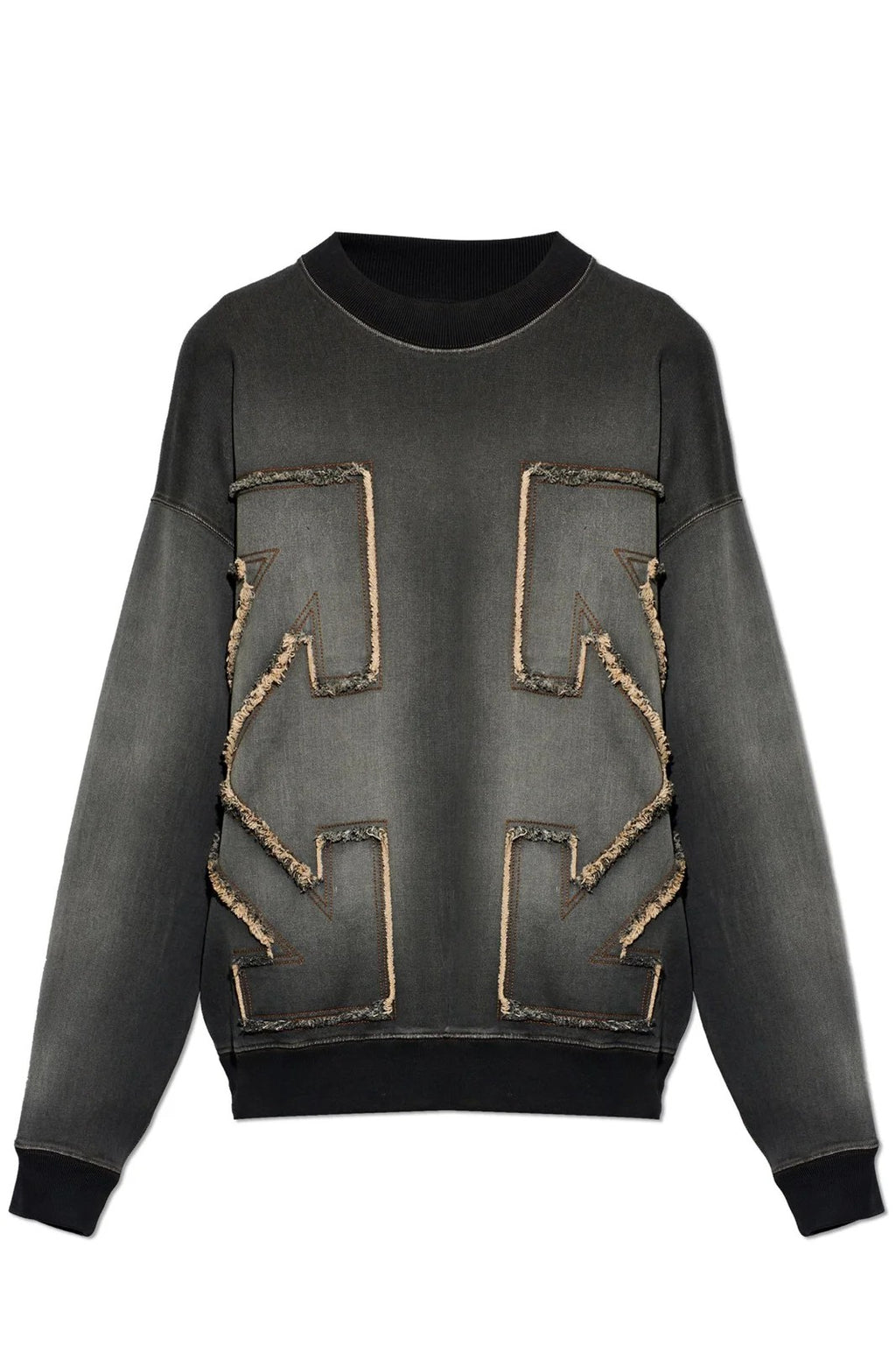 OFF WHITE DISTRESS ARROW CREWNECK HIGHLIGHTED SWEATSHIRT GREY