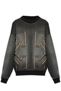 OFF WHITE DISTRESS ARROW CREWNECK HIGHLIGHTED SWEATSHIRT GREY