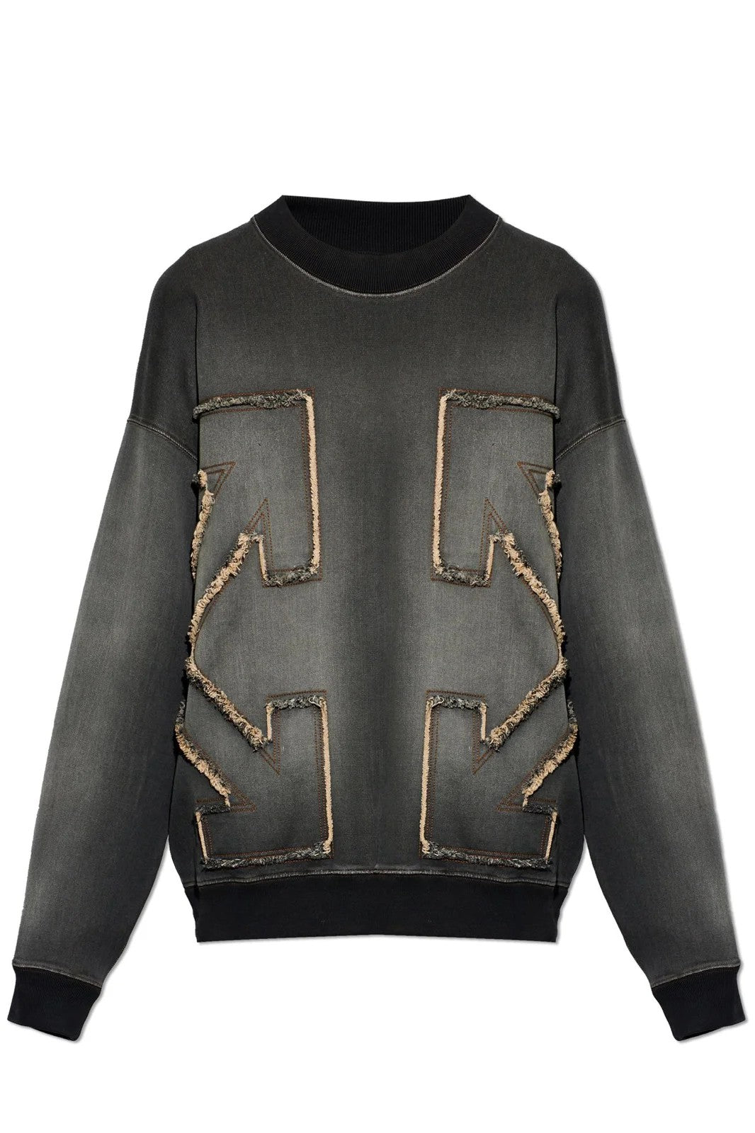 OFF WHITE DISTRESS ARROW CREWNECK HIGHLIGHTED SWEATSHIRT GREY