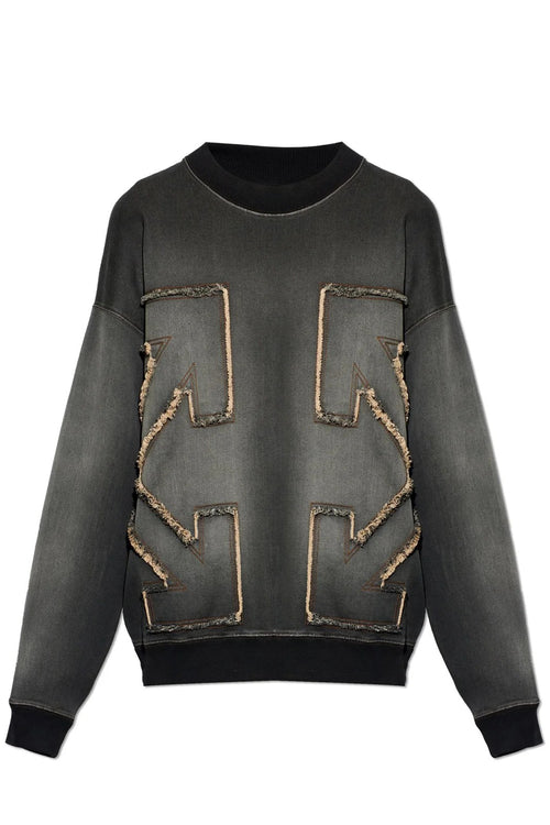 OFF WHITE DISTRESS ARROW CREWNECK HIGHLIGHTED SWEATSHIRT GREY