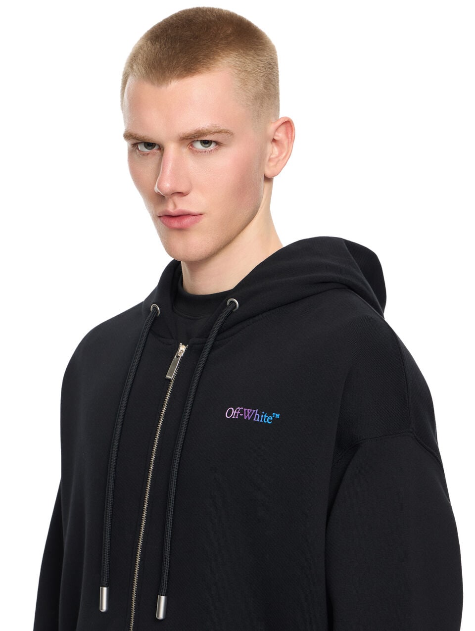 OFF WHITE GRADIENT FULL ZIP HOODIE BLACK