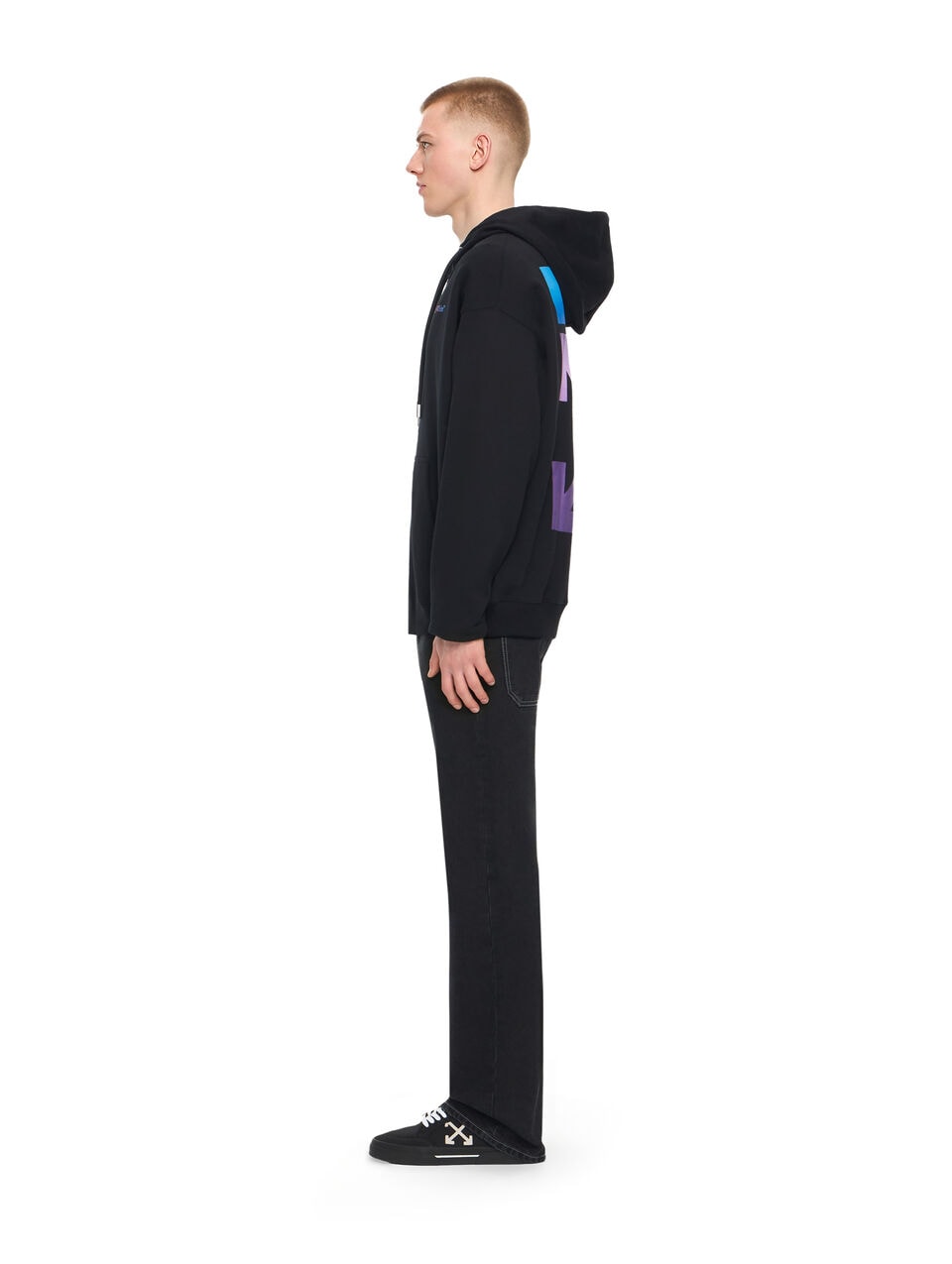 OFF WHITE GRADIENT FULL ZIP HOODIE BLACK