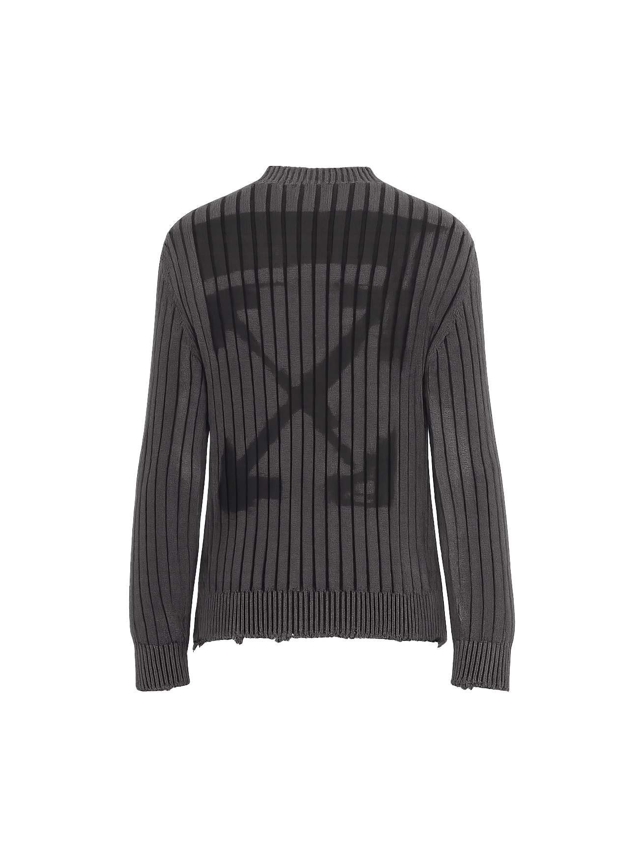 OFF-WHITE GRAY INK ARROW RIB KNIT CREWNECK