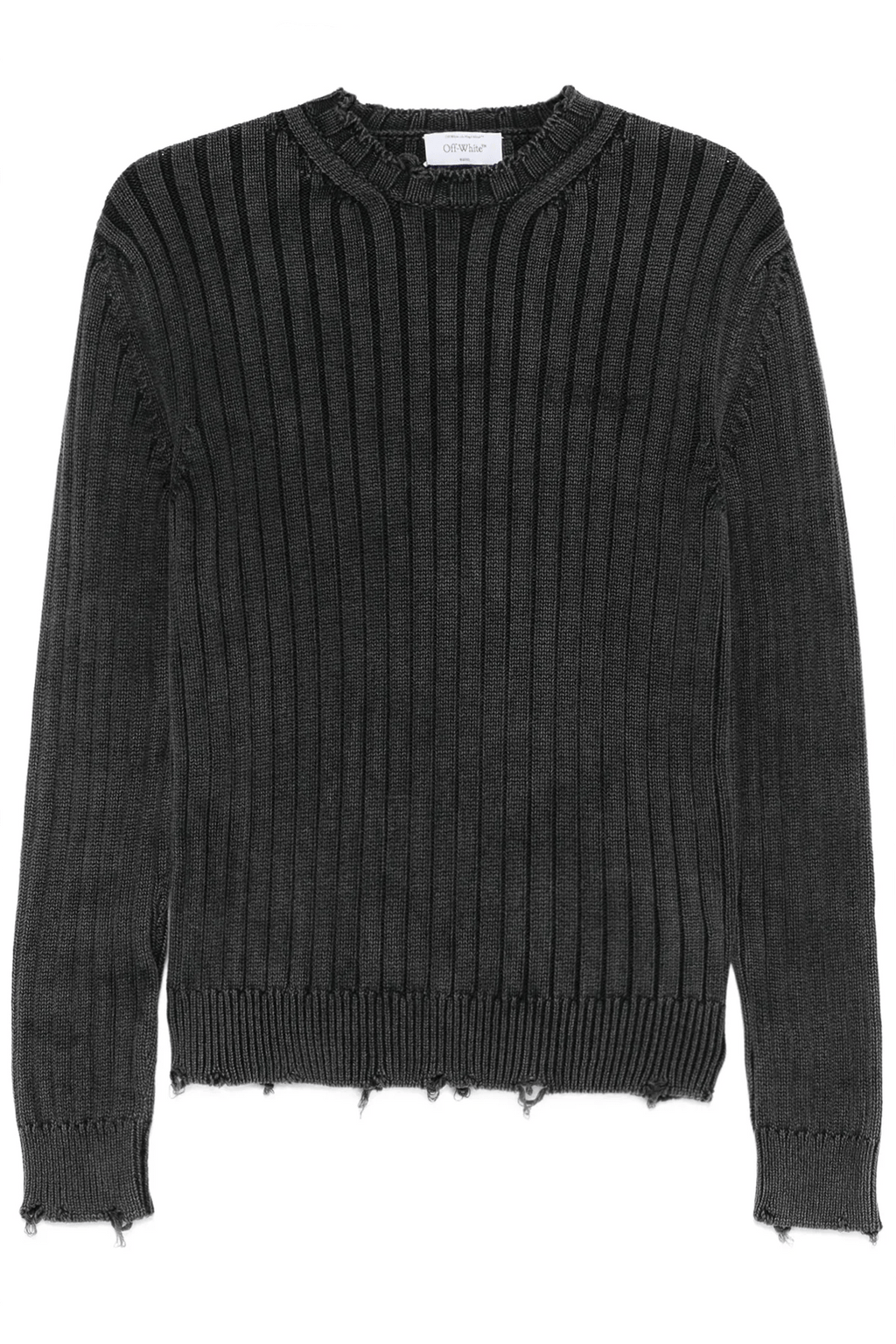 OFF-WHITE GRAY INK ARROW RIB KNIT CREWNECK