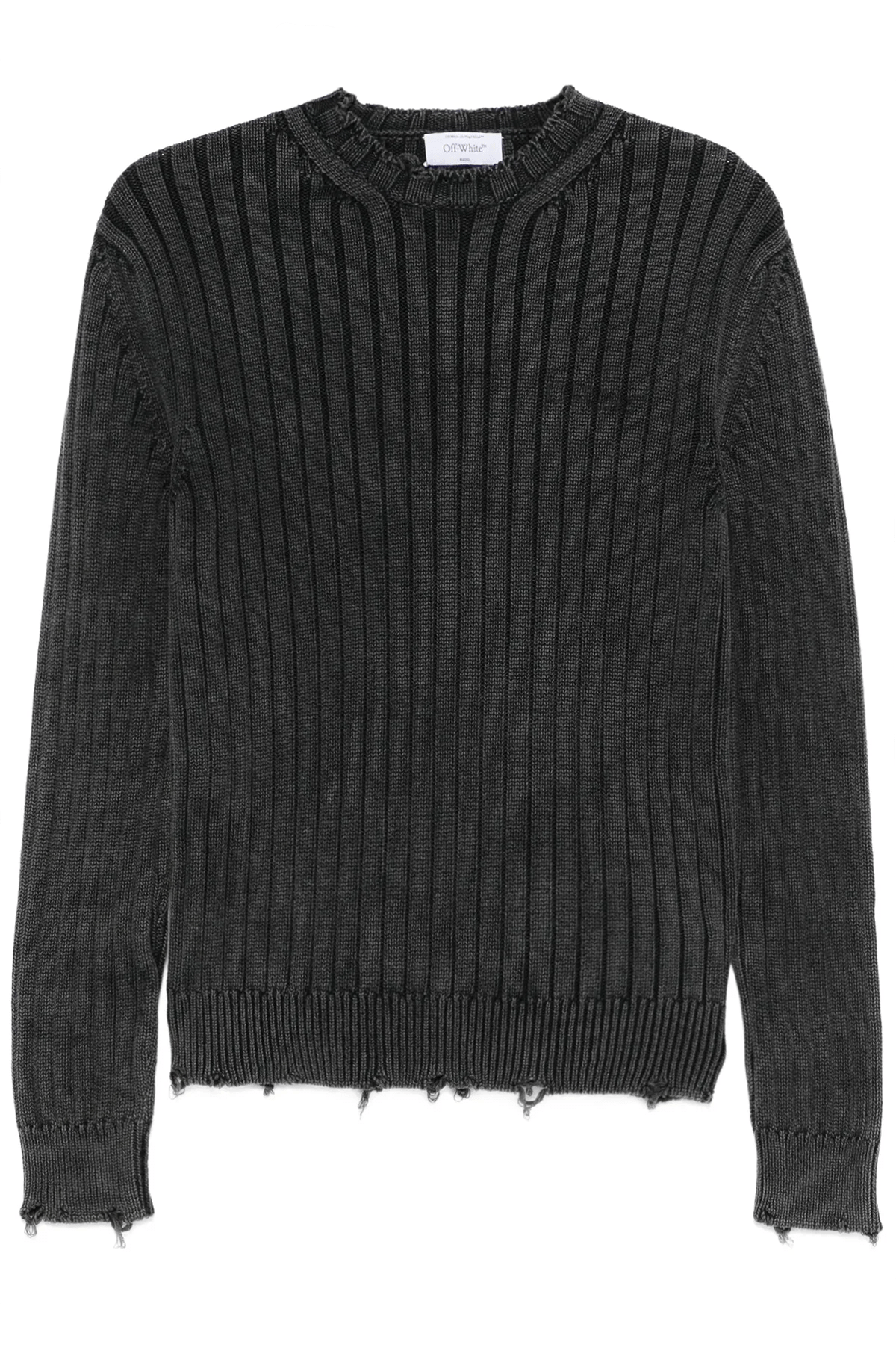 OFF-WHITE GRAY INK ARROW RIB KNIT CREWNECK