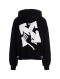 Sudadera negra con capucha The Hype Company con estampado de flechas y manos blancas en la espalda