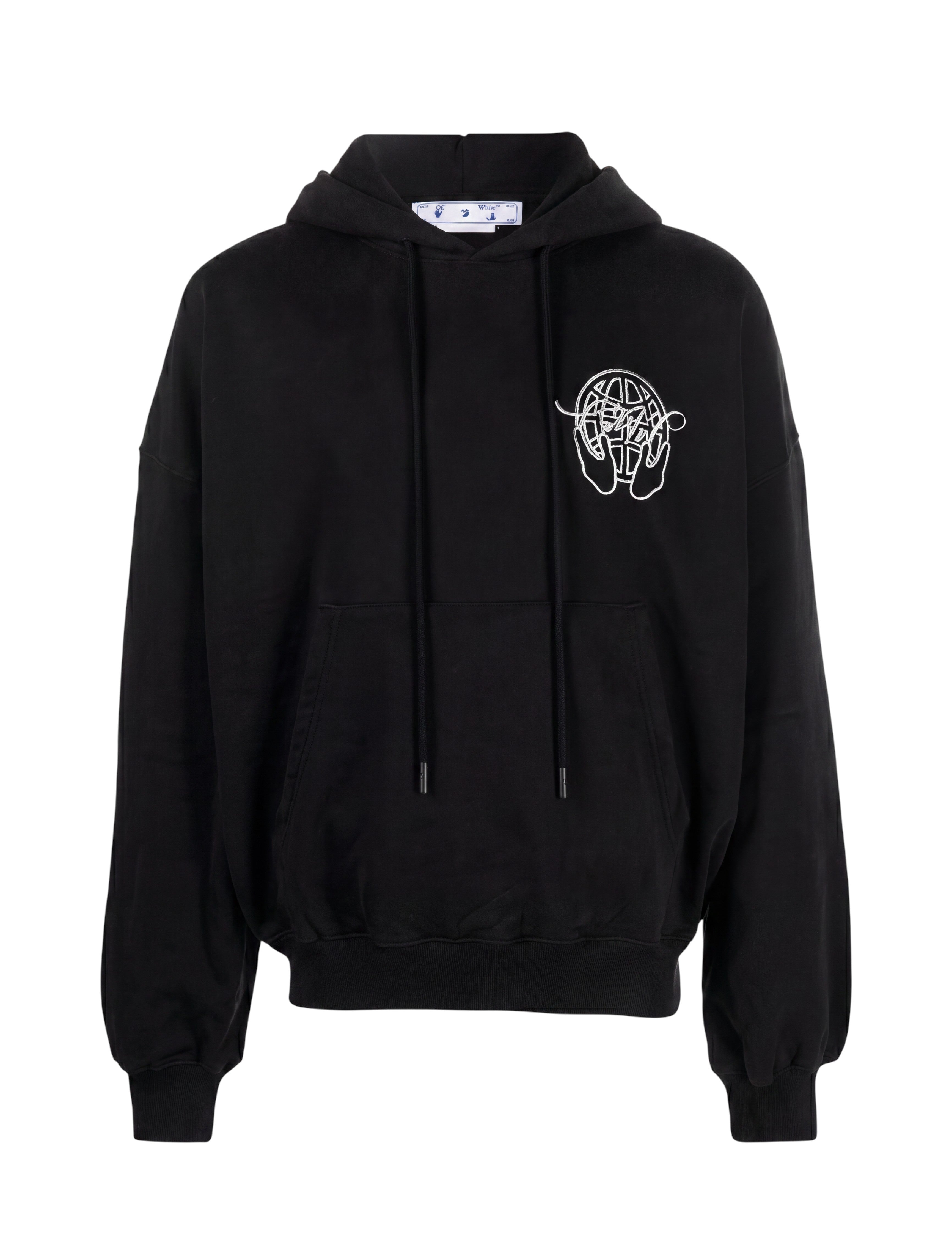 Sudadera negra con capucha The Hype Company con estampado de manos y globo terráqueo en el pecho
