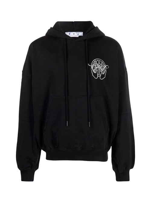 Sudadera negra con capucha The Hype Company con estampado de manos y globo terráqueo en el pecho