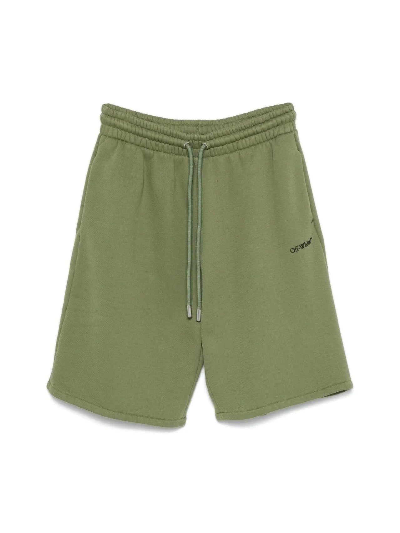 OFF-WHITE HELVETICA LOGO SWEATSHORT ARMY GREEN BLACK
