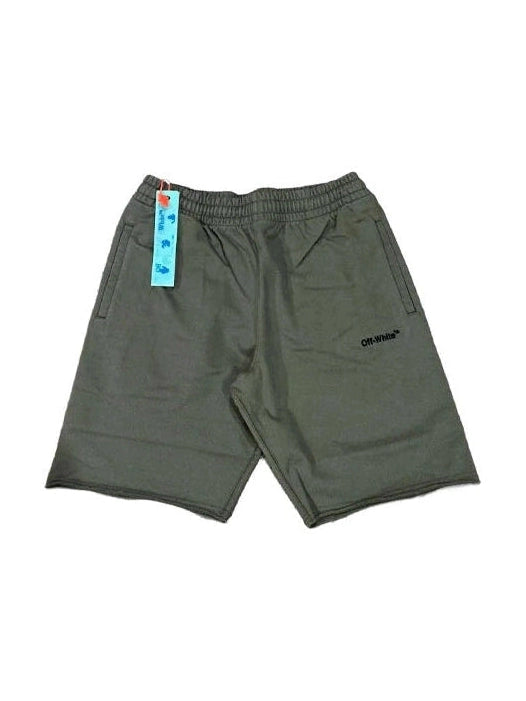 OFF-WHITE HELVETICA LOGO SWEATSHORT ARMY GREEN BLACK OFF-WHITE The Hype Company