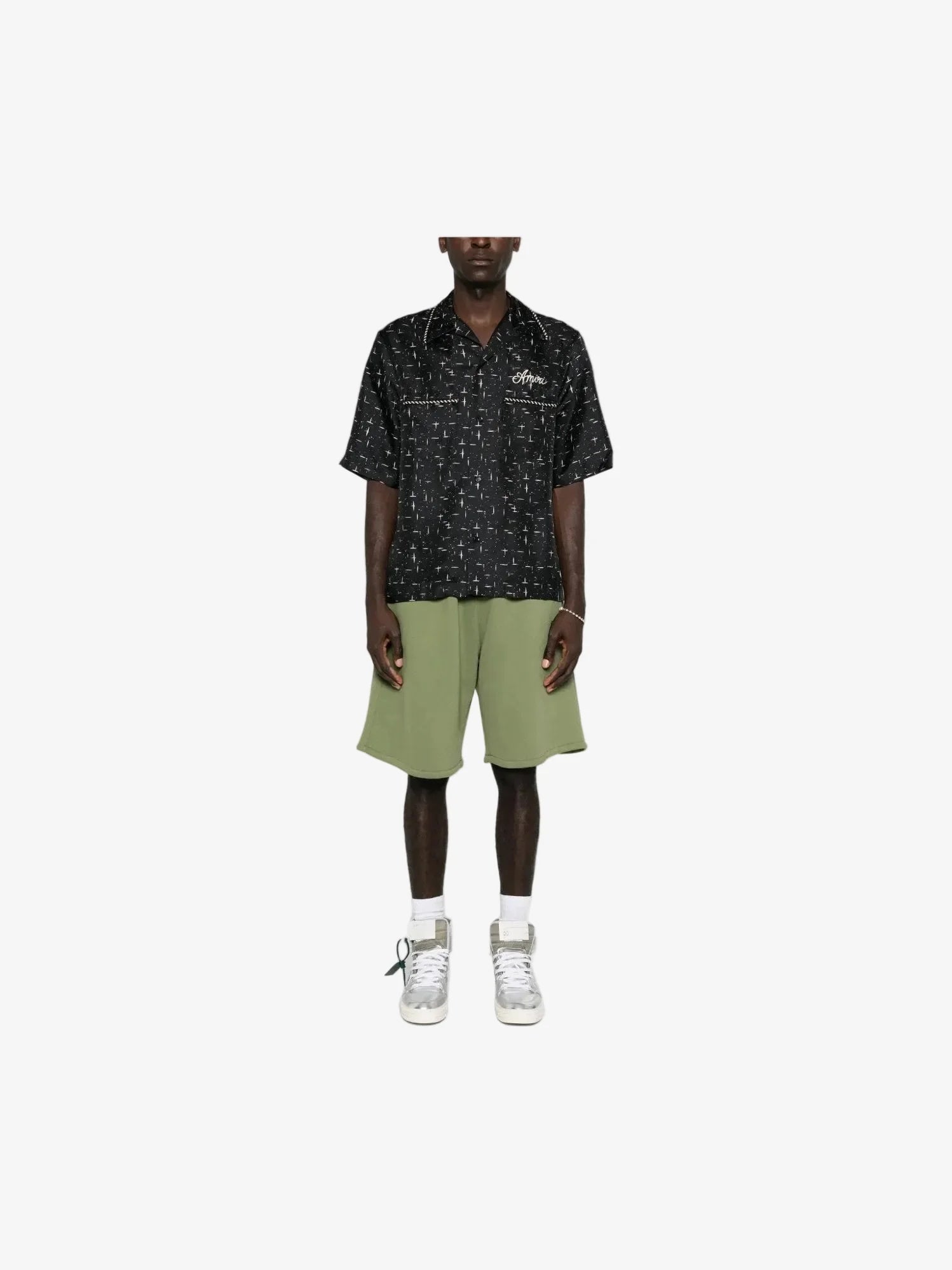 OFF-WHITE HELVETICA LOGO SWEATSHORT ARMY GREEN BLACK OFF-WHITE The Hype Company