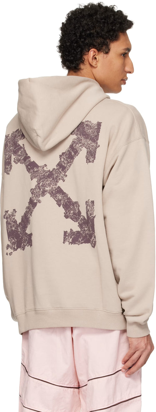 OFF WHITE HERALDIC  BEIGE ARROW SKATE HOODIE
