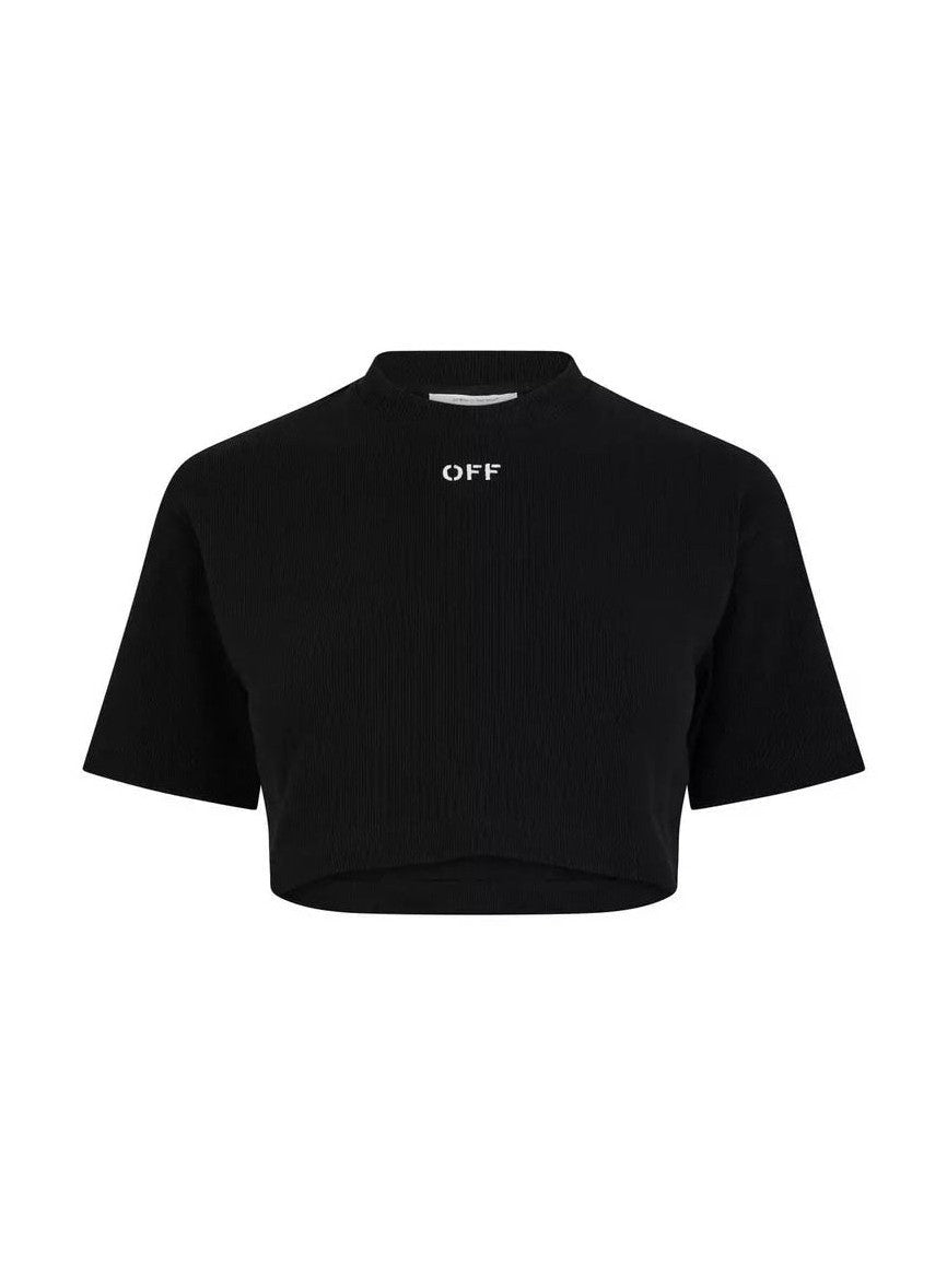 OFF WHITE OFF STAMP RIB CROPPED TEE BLACK