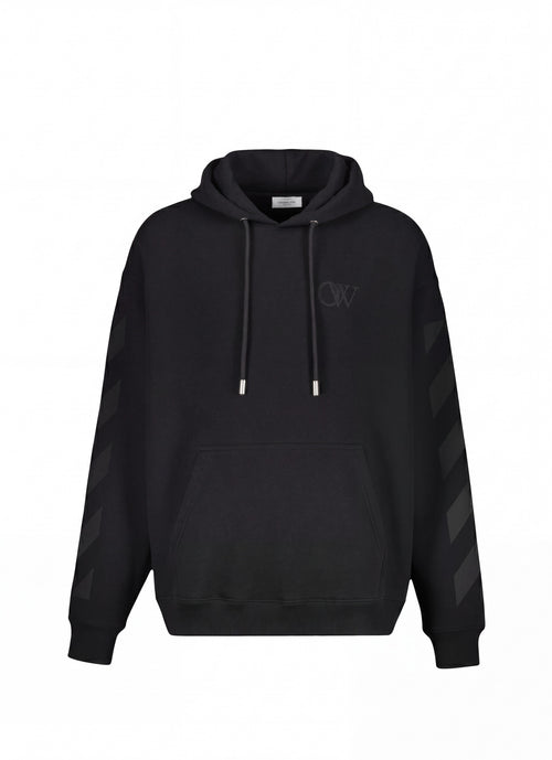 Sudadera negra con capucha Off White OW Diag Skate de The Hype Company con logo frontal y rayas en las mangas
