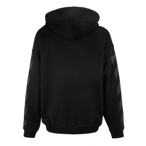 Sudadera con capucha negra The Hype Company con estampado de rayas diagonales grises en las mangas