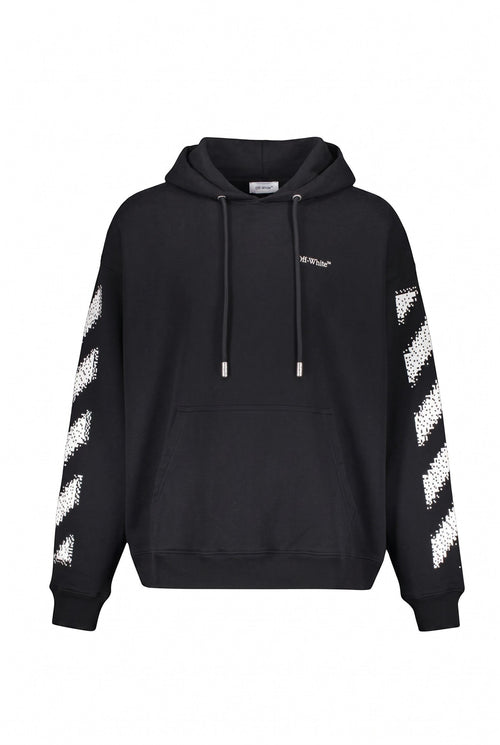 OFF WHITE PIXEL DIAGONAL SKATE HOODIE BLACK