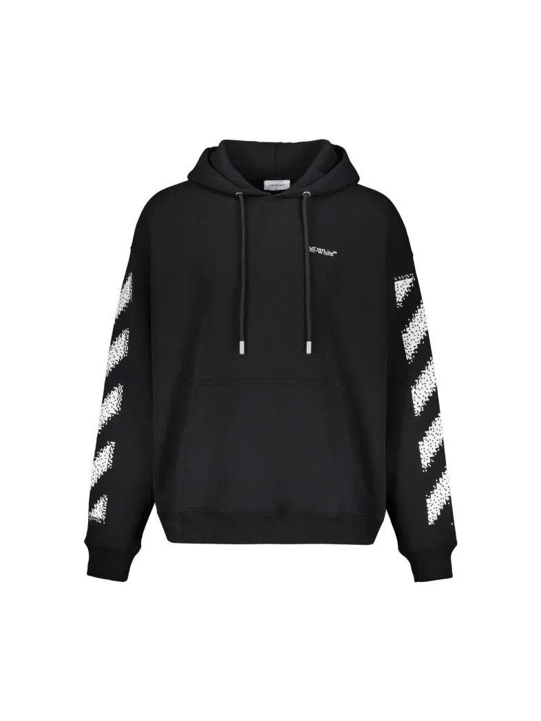 OFF WHITE PIXEL DIAGONAL SKATE HOODIE BLACK