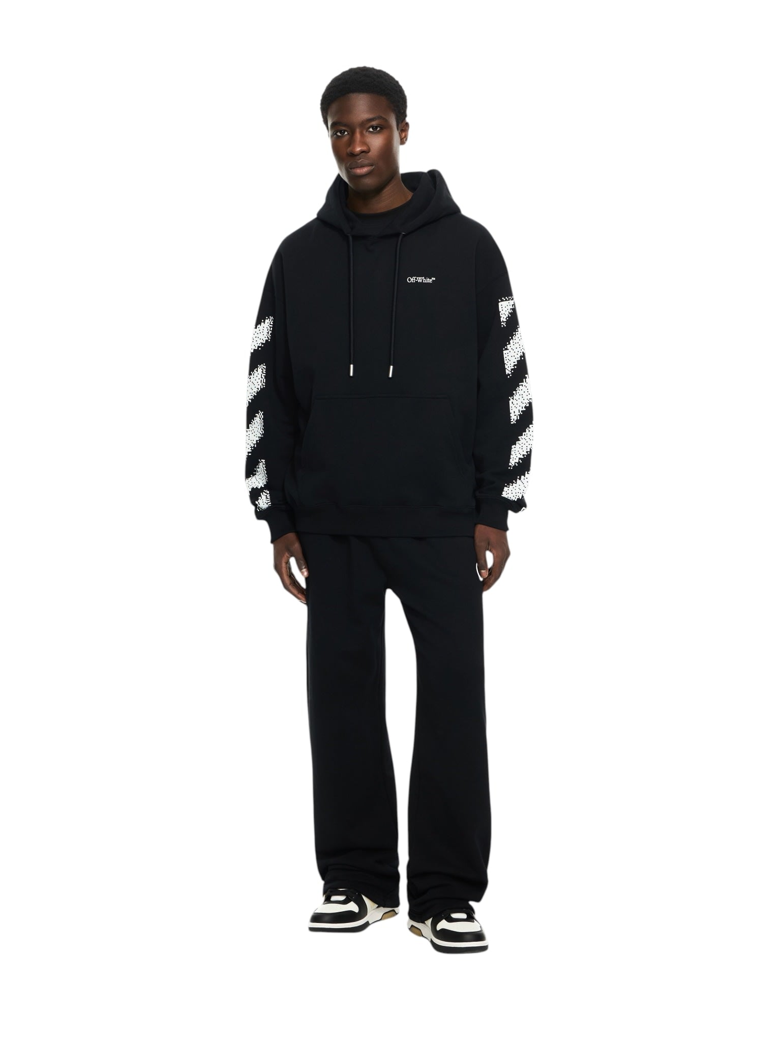 OFF WHITE PIXEL DIAGONAL SKATE HOODIE BLACK