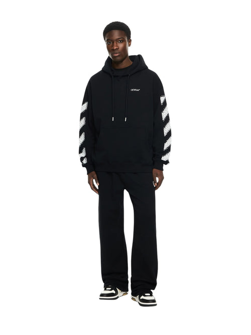 OFF WHITE PIXEL DIAGONAL SKATE HOODIE BLACK