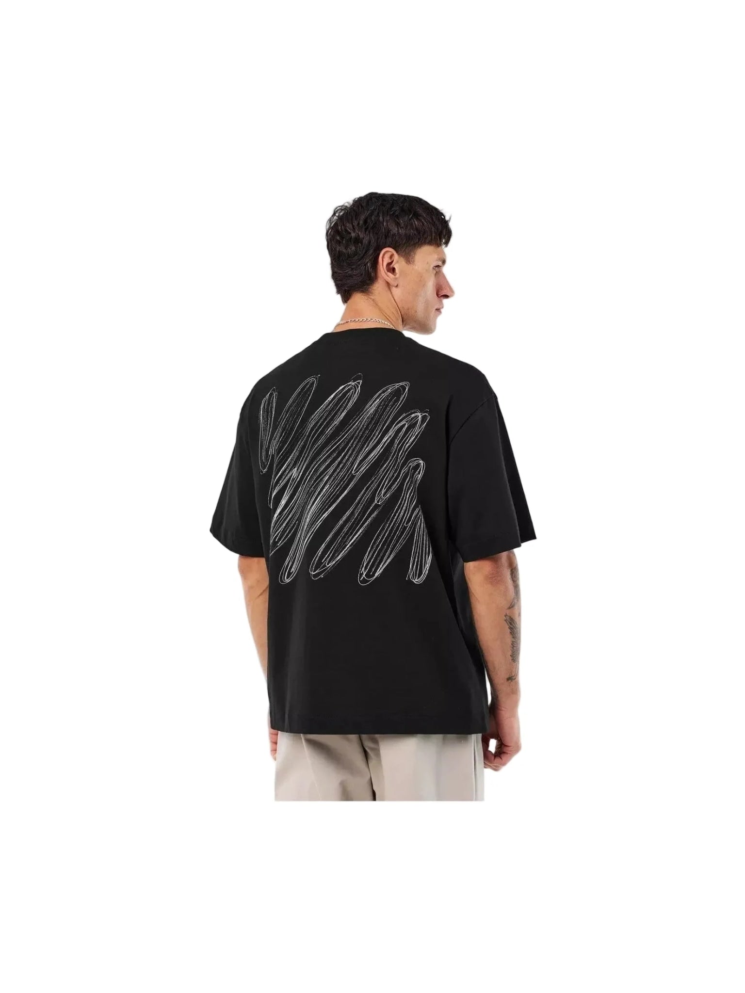 OFF WHITE SCRIBBLE DIAG T SHIRT BLACK