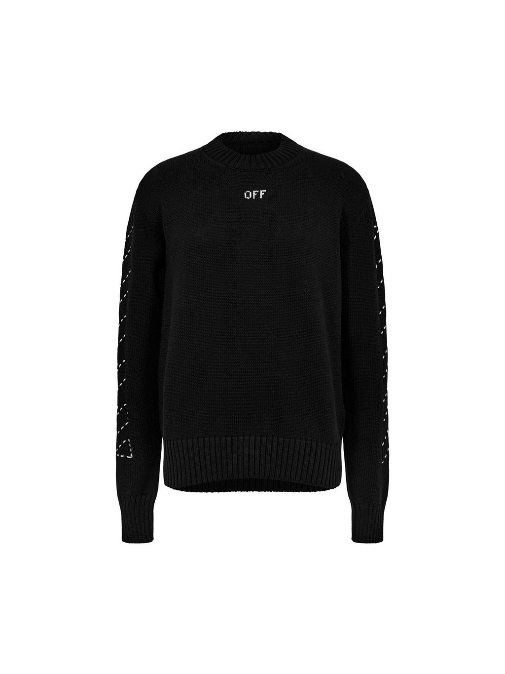 OFF WHITE STITCH ARROW KNIT SWEATER OFF LOGO BLACK OFF-WHITE The Hype Company