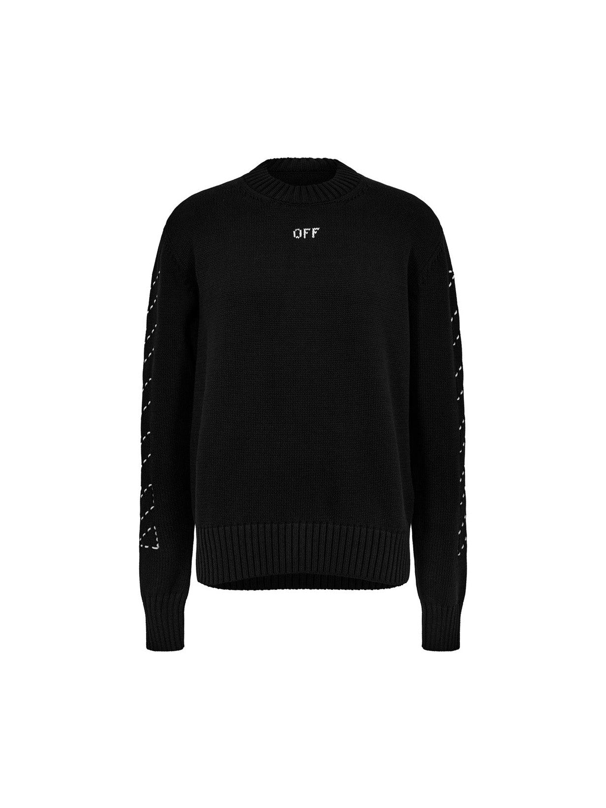 OFF WHITE STITCH ARROW KNIT SWEATER OFF LOGO BLACK OFF-WHITE The Hype Company