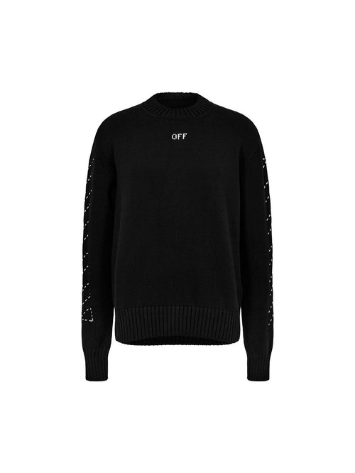 OFF WHITE STITCH ARROW KNIT SWEATER OFF LOGO BLACK OFF-WHITE The Hype Company