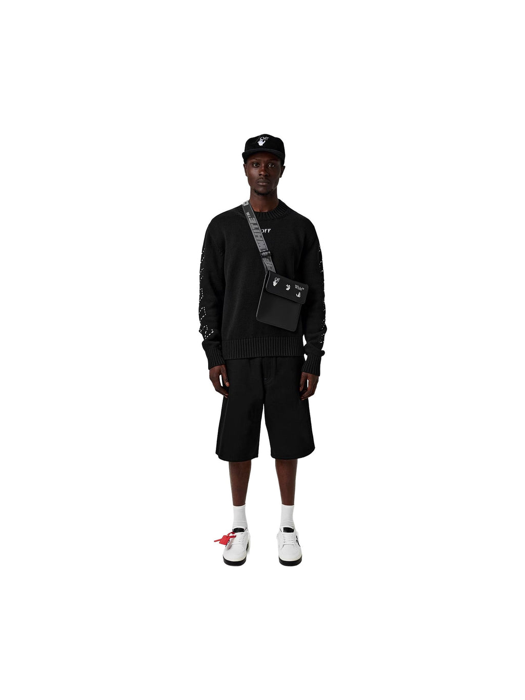 OFF WHITE STITCH ARROW KNIT SWEATER OFF LOGO BLACK OFF-WHITE The Hype Company