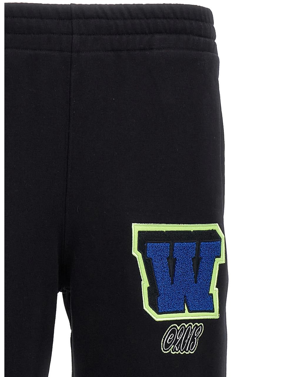 OFF-WHITE VARSITY PATCH BLACK SWEATPANTS