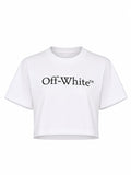 OFF-WHITE WHITE BIG LOGO BOOKISH CROP T-SHIRT