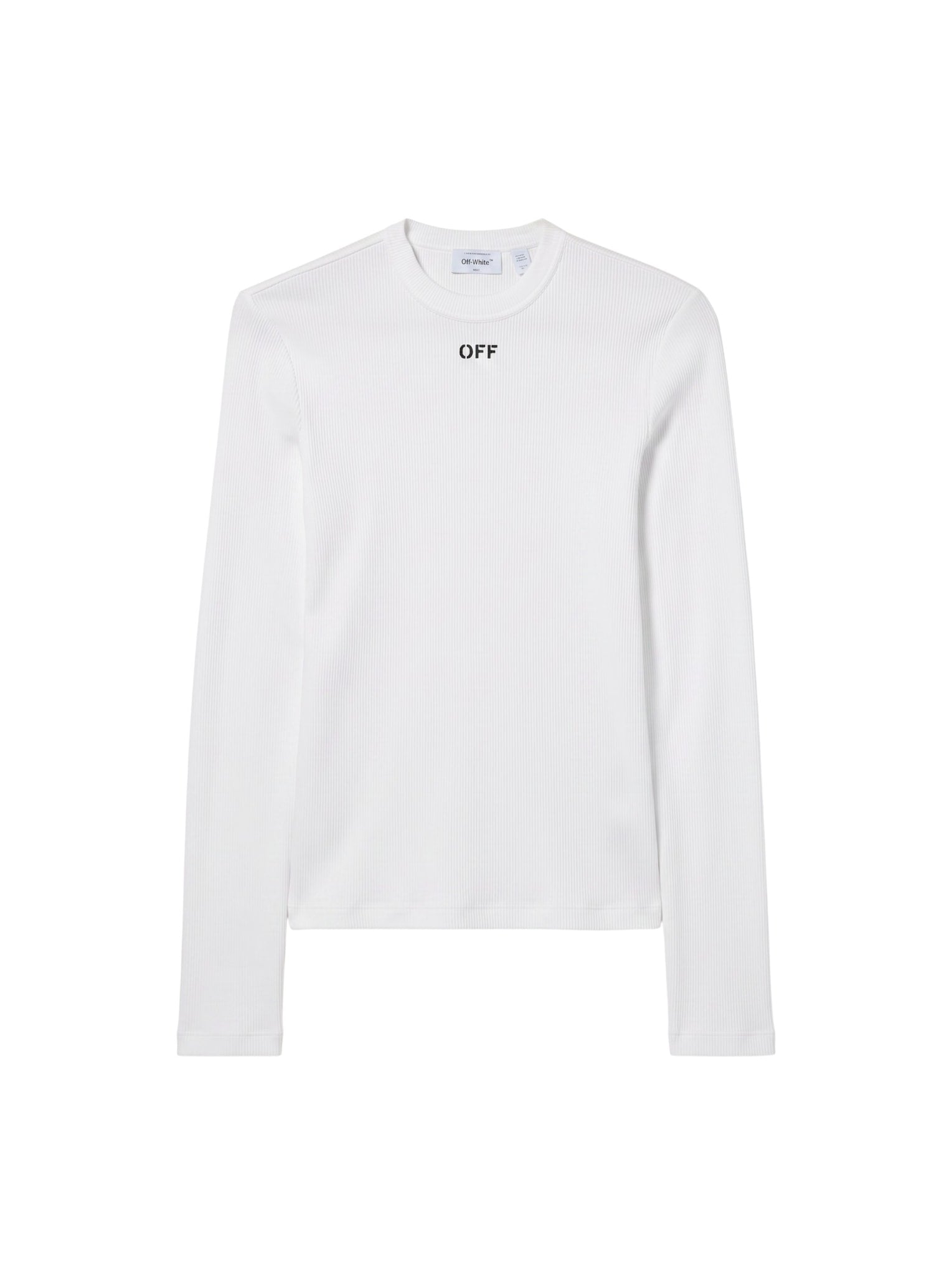 OFF-WHITE WHITE 'OFF' STAMP RIB LONG SLEEVE CREW T-SHIRT