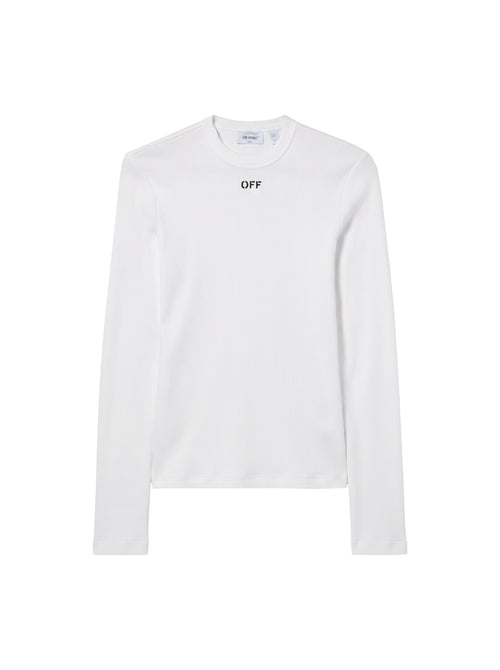 OFF-WHITE WHITE 'OFF' STAMP RIB LONG SLEEVE CREW T-SHIRT