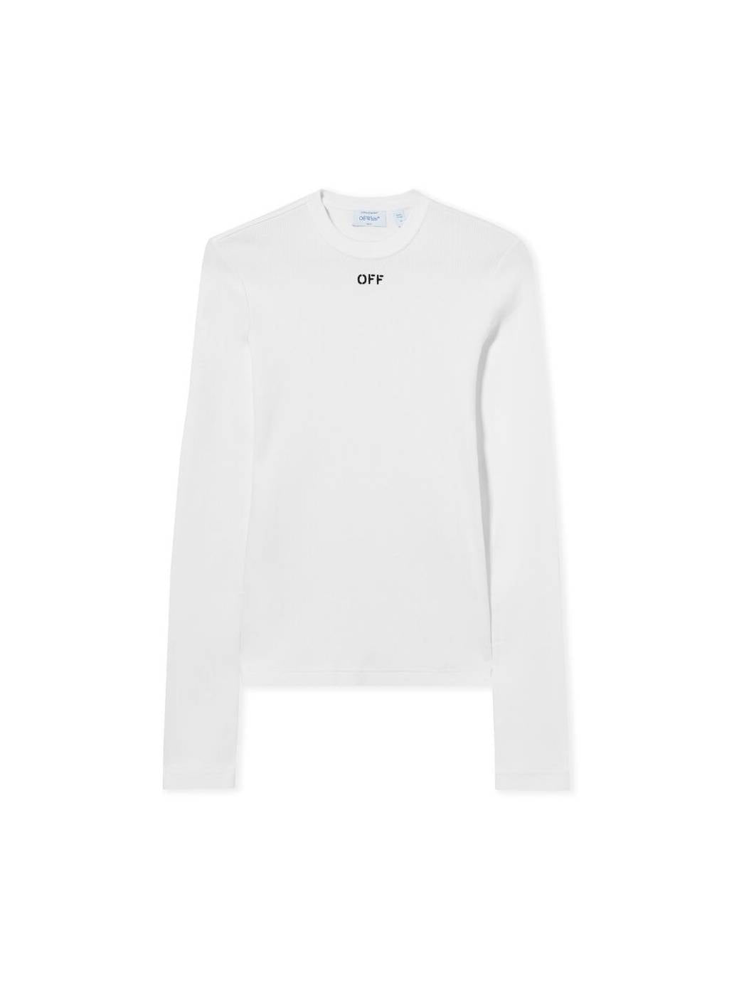 OFF-WHITE WHITE 'OFF' STAMP RIB LONG SLEEVE CREW T-SHIRT