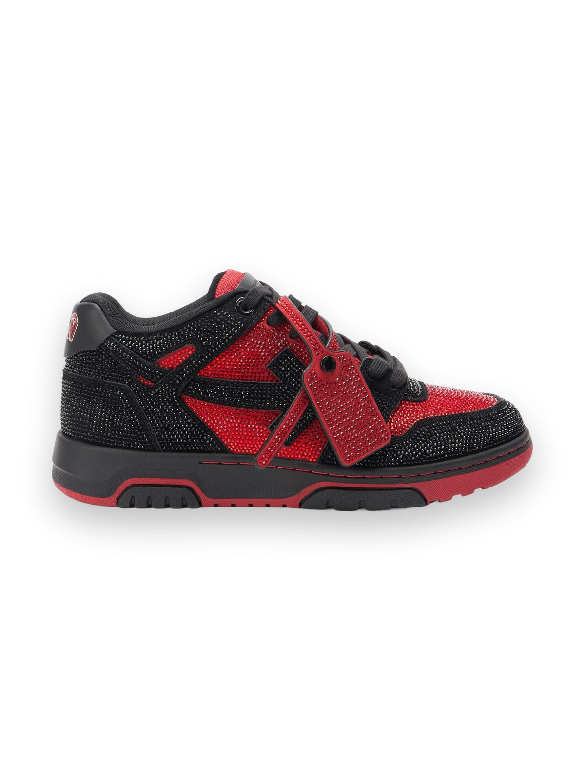 OFF-WHITE OUT OF OFFICE STRASS SNEAKERS BLACK - RED