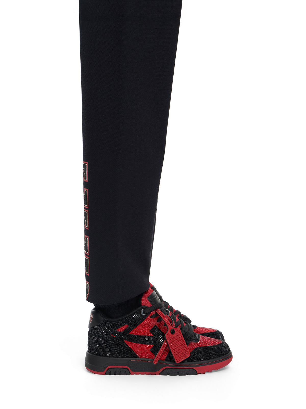 OFF-WHITE OUT OF OFFICE STRASS SNEAKERS BLACK - RED — vista 2