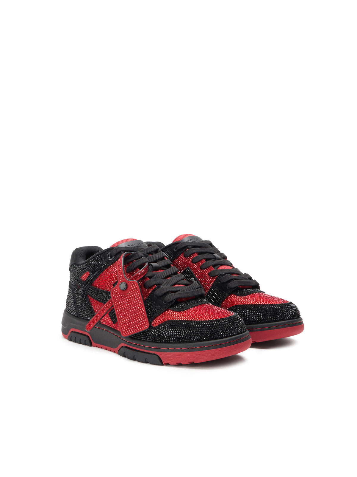 OFF-WHITE OUT OF OFFICE STRASS SNEAKERS BLACK - RED — vista 3