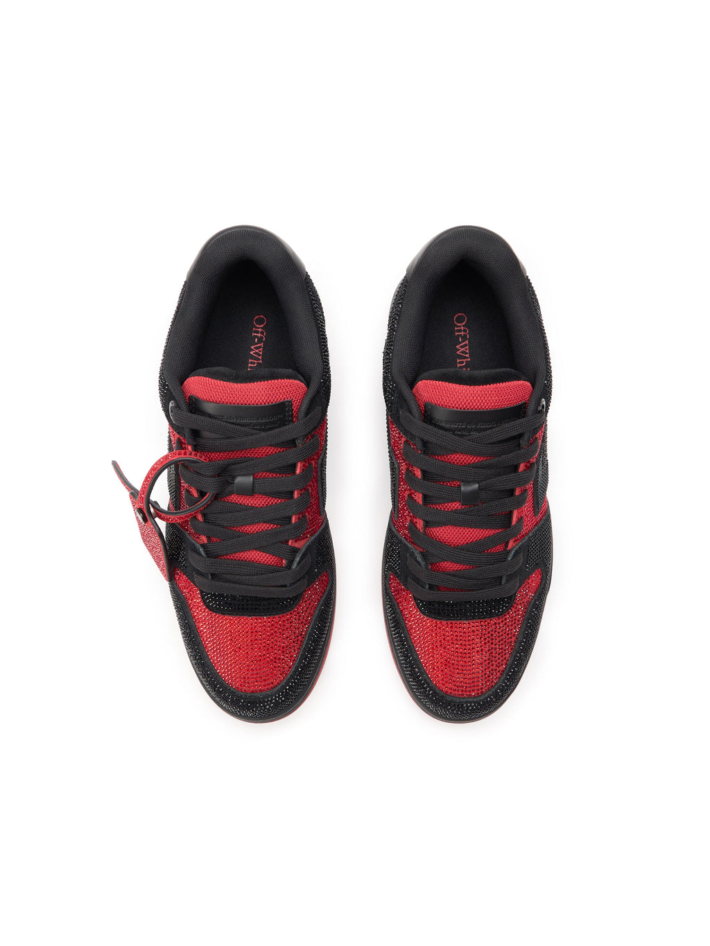 OFF-WHITE OUT OF OFFICE STRASS SNEAKERS BLACK - RED — vista 4