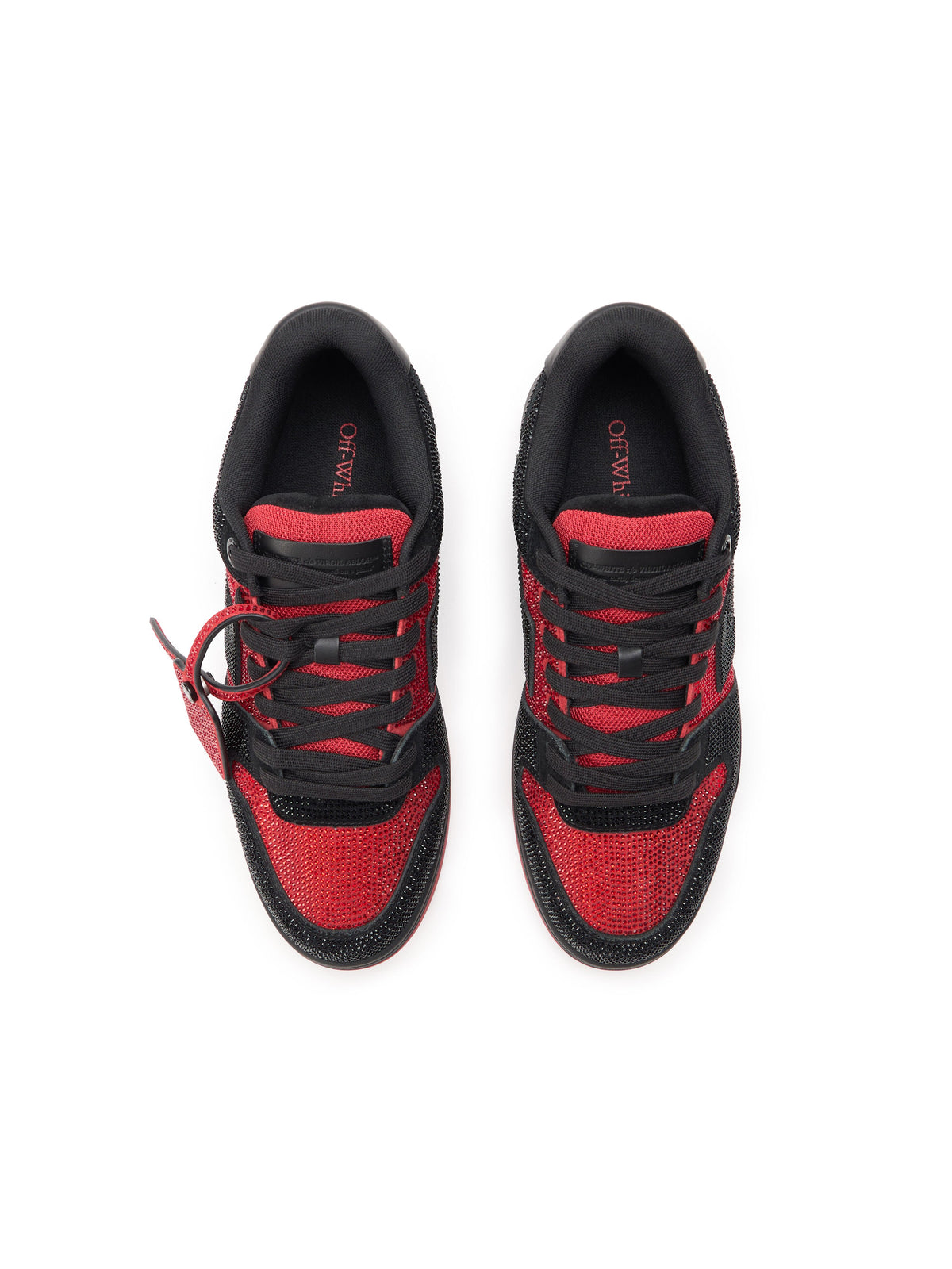 OFF-WHITE OUT OF OFFICE STRASS SNEAKERS BLACK - RED — vista 4