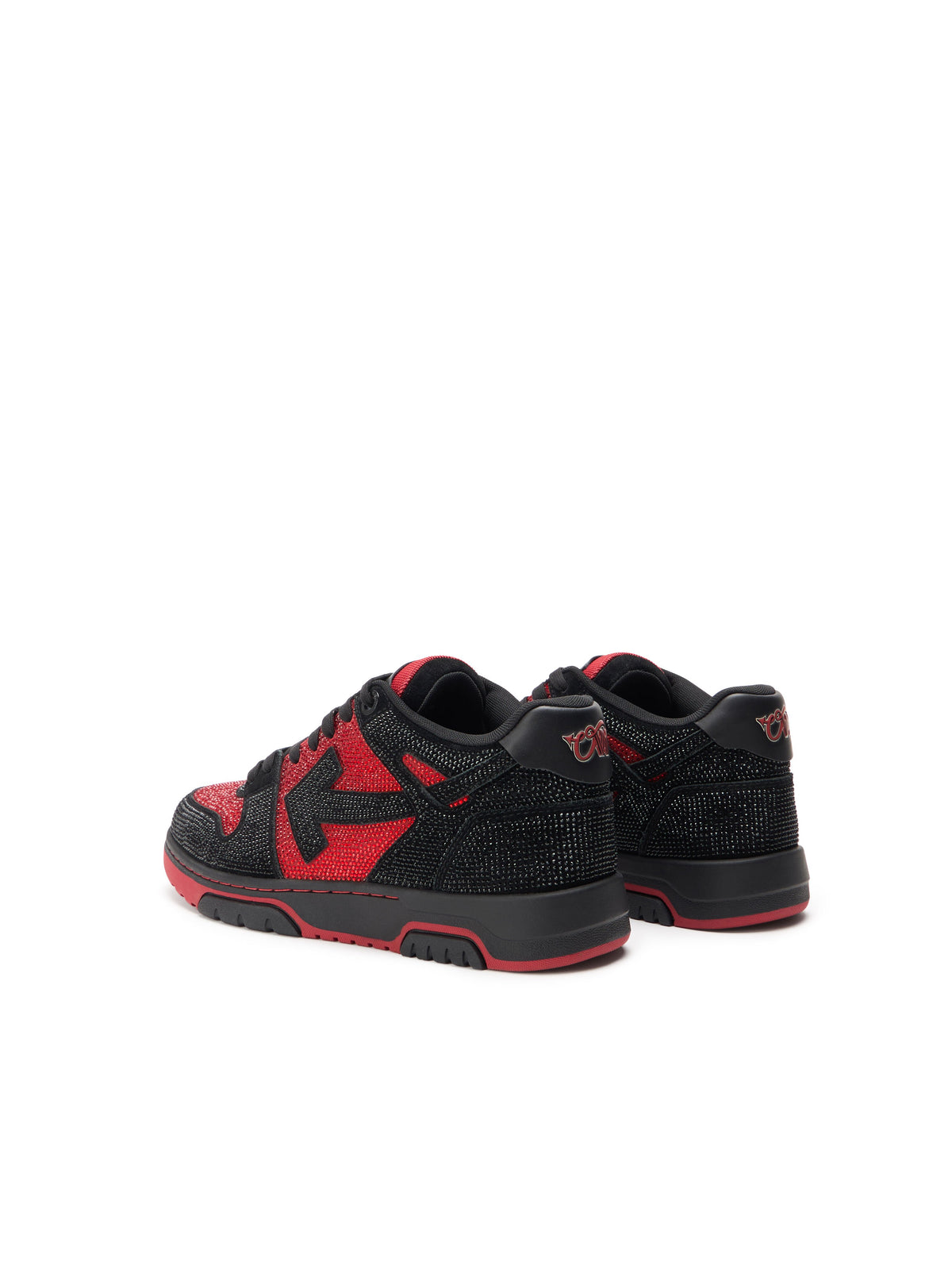 OFF-WHITE OUT OF OFFICE STRASS SNEAKERS BLACK - RED — vista 5