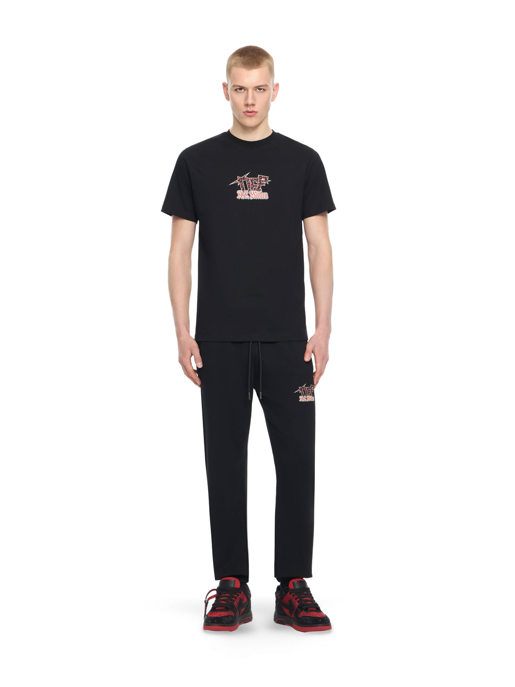 OFF-WHITE OUT OF OFFICE STRASS SNEAKERS BLACK - RED — vista 7