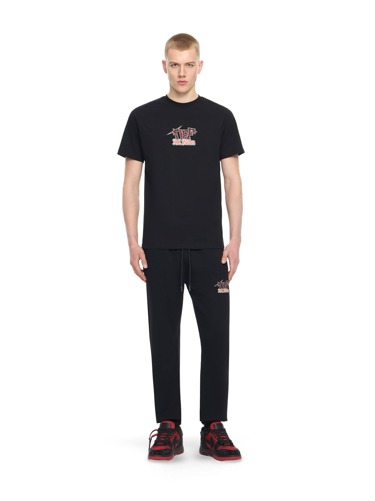 OFF-WHITE OUT OF OFFICE STRASS SNEAKERS BLACK - RED — vista 7