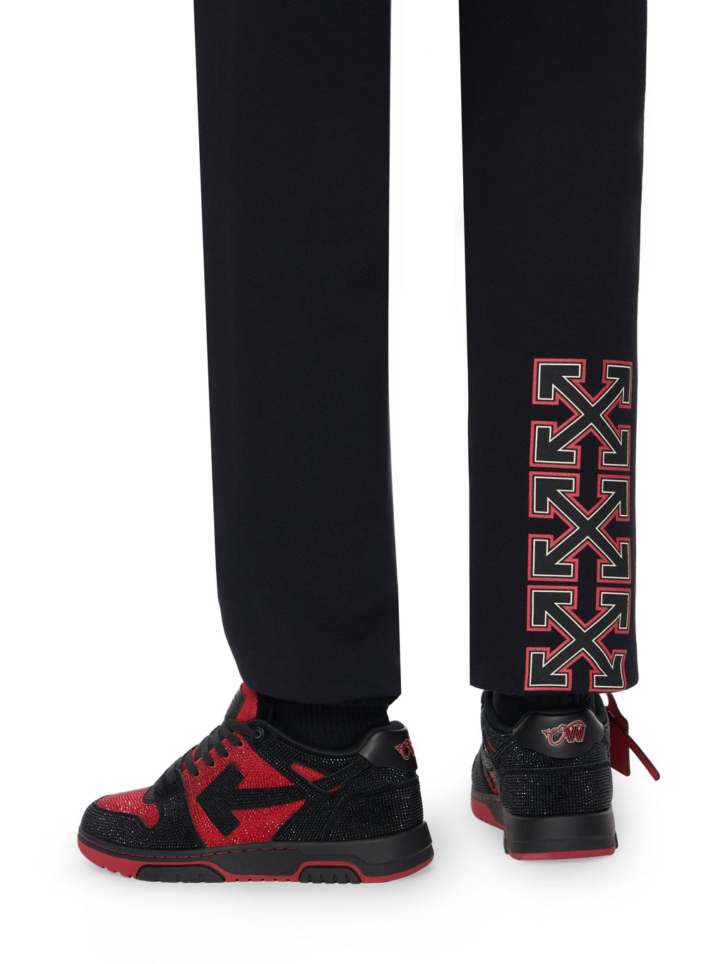 OFF-WHITE OUT OF OFFICE STRASS SNEAKERS BLACK - RED — vista 8